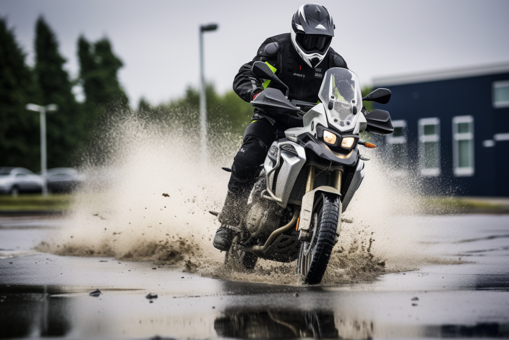 advanced rider training, wet roads, motrbike
